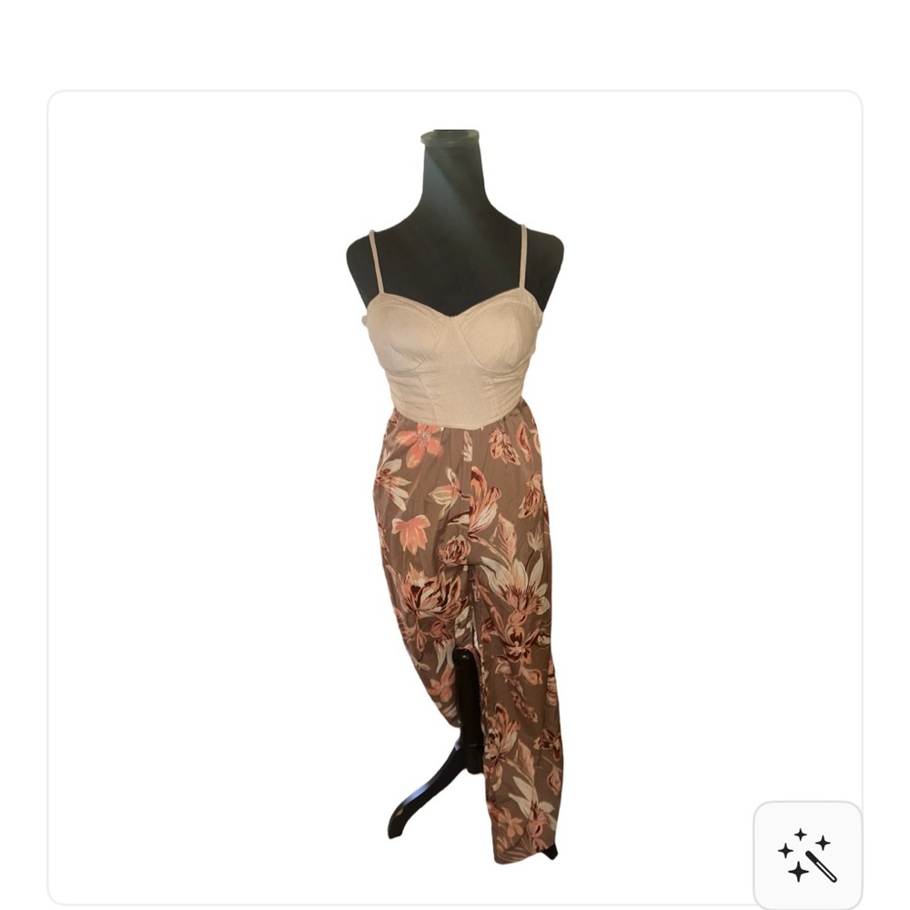 Floral Jumpsuit with Cream Bodice